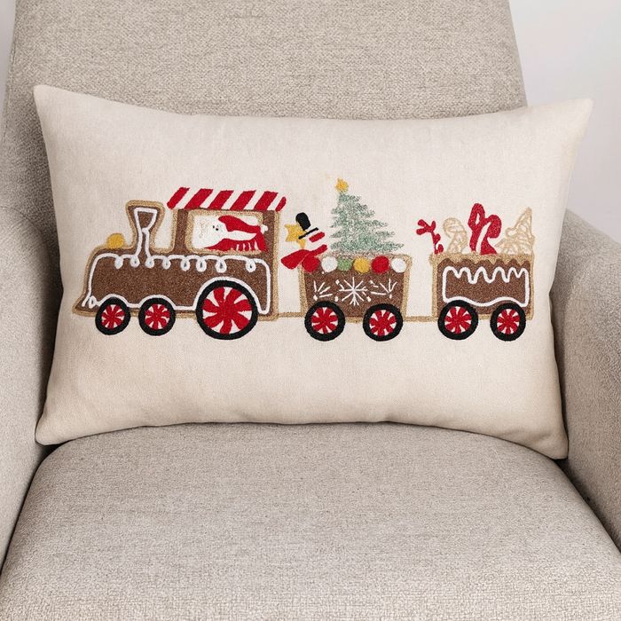 Poszewka 30x50 świąteczna haftowana wyszywana pociąg kolejka