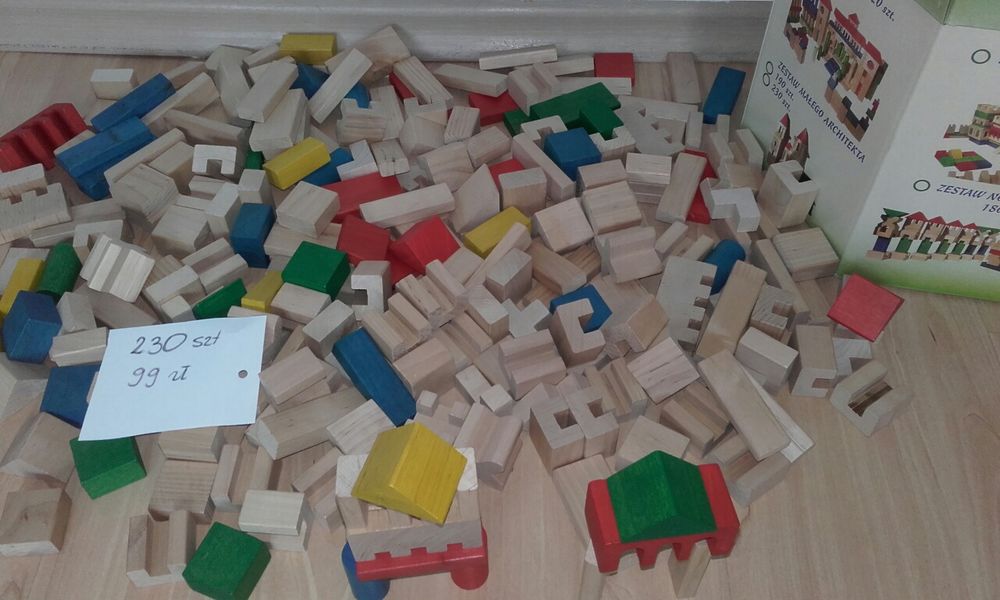 Klocki drewniane różne, klocki obrazkowe 6w1