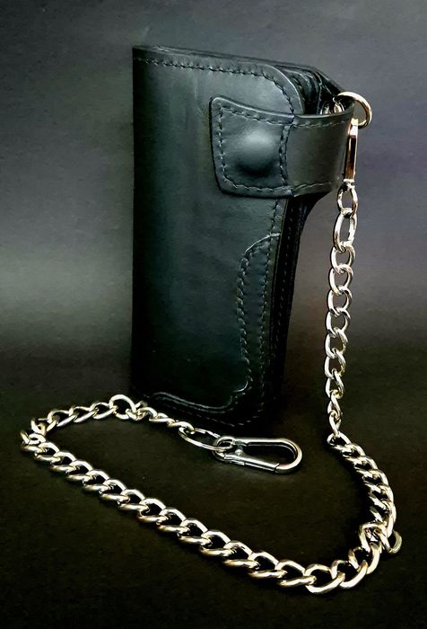 Portfel ze skóry naturalnej Handmade Biker Wallet dla motocyklisty