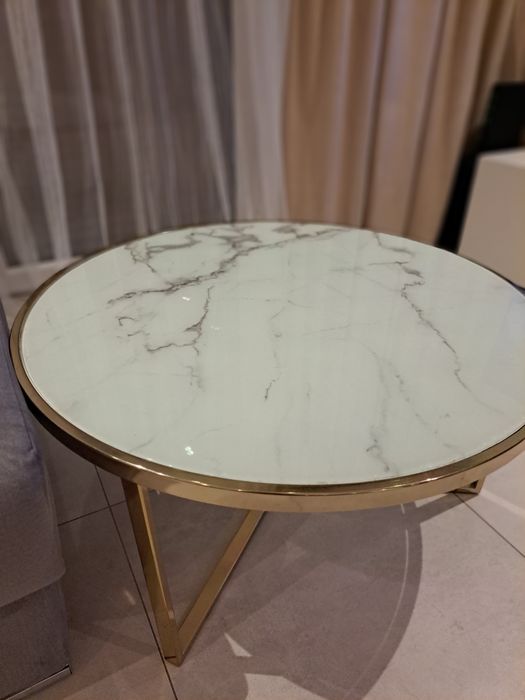Szklany Stolik kawowy, marmur
