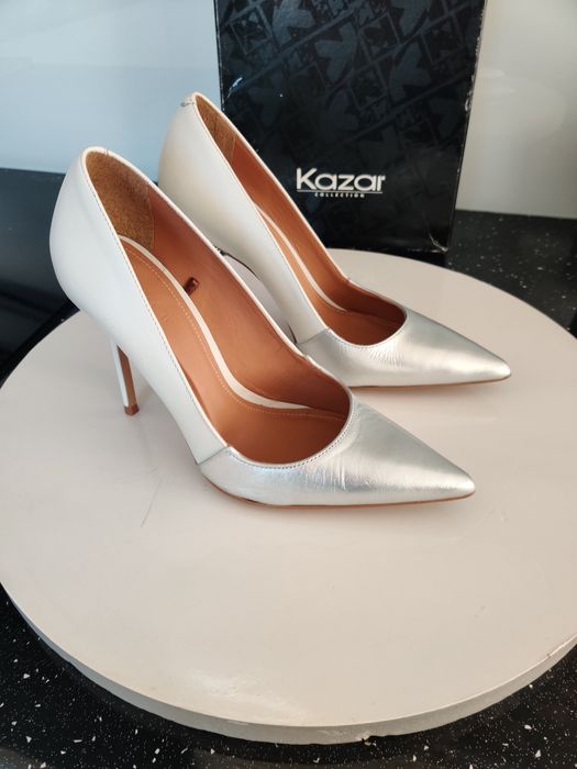 Biało srebrne szpilki Kazar