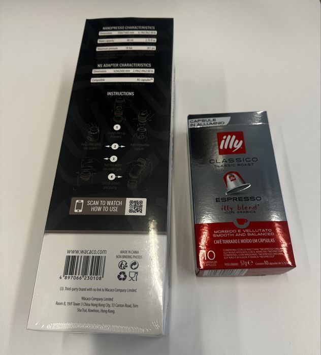 Przenośny ekspres do kawy + adapter do kapsułek