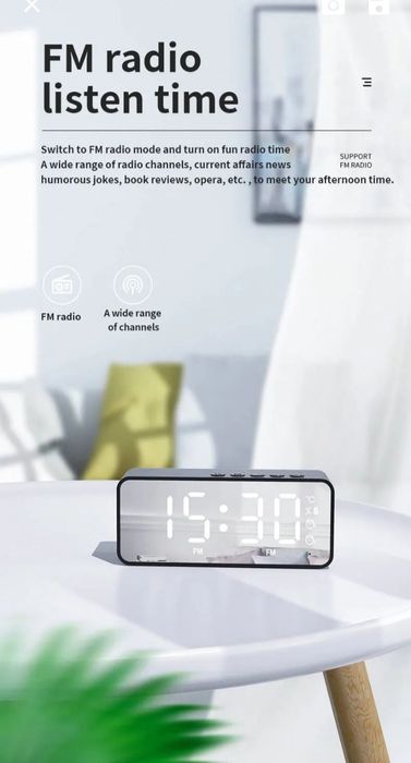 Relógio despertador com coluna bluetooth