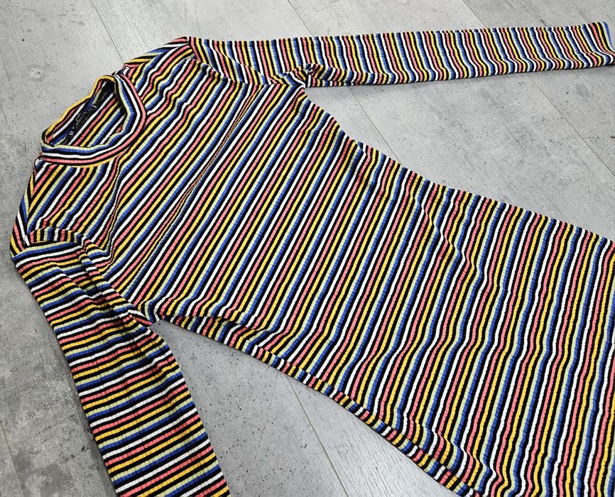 Sukienka tuba obcisła XS w paski kolorowa fishbone