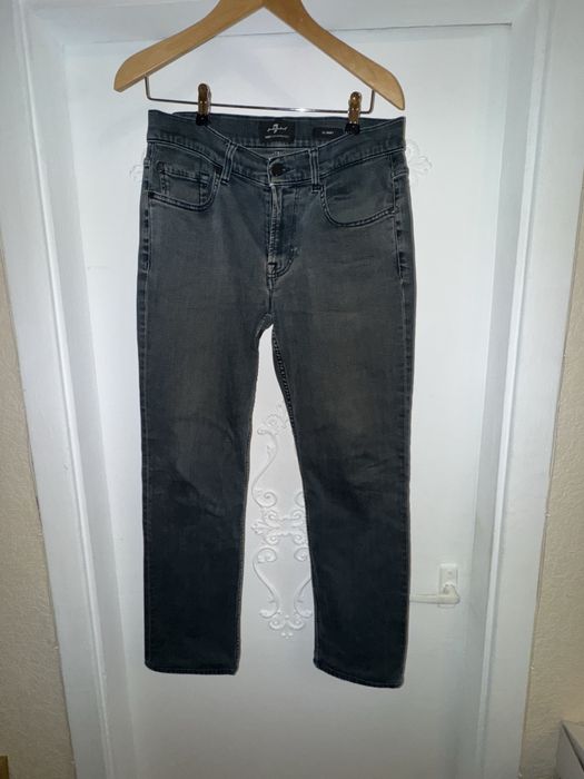 Преміальні чоловічі темно-сірі skinny джинси 7 For All Mankind