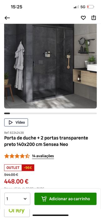 Vidro Fixo / Frontal Duche com Porta 140x2 Altura