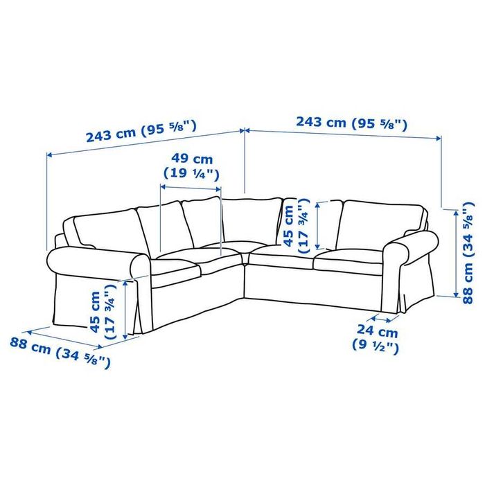 Duży Narożnik IKEA EKTORP Stan Bdb Ciemnoszary sofa kanapa