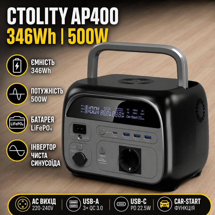 Зарядна станція CTOLITY AP400 346Wh дбж / 500W