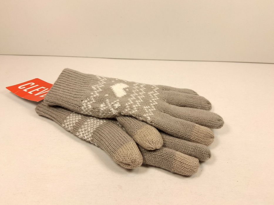 F050 Rękawiczki Zimowe Damskie Szare Ocieplane Thinsulate Clever Nowe