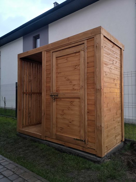 Drewutnia z domkiem narzędziowym 2,5 x 1,1m, domek ogrodowy