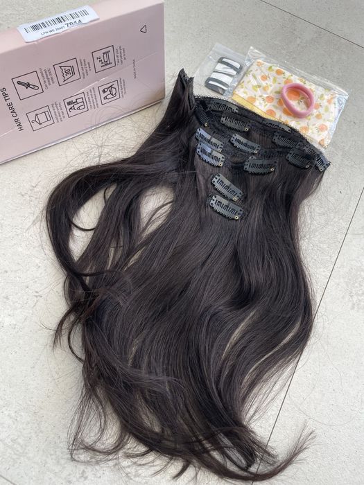 Dopinki przedluzki clip in brazowe human hair