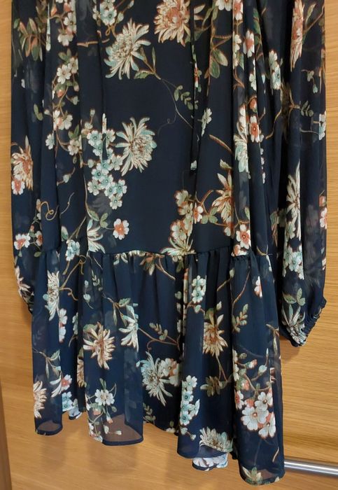 Vestido Fluído Estampado Marinho, TM