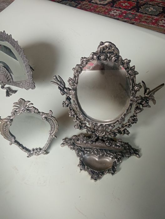 4 espelhos antigos em latão