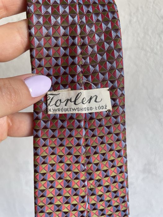 Krawat w elegancki wzór bordowy granatowy elegant tie Torlen Łódź