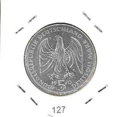 Alemanha - - 5 Mark - 1970-F -  Ludwig van Beethoven -- Moeda de Prata