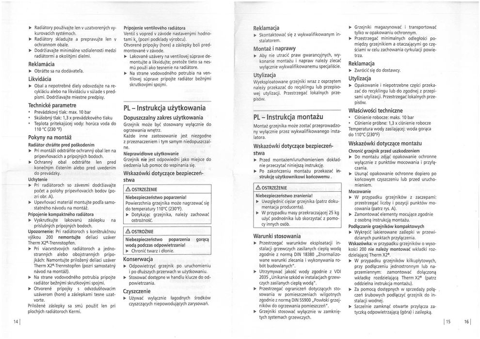 grzejnik panelowy, płytowy biały KERMI 120/40 cm, 2 sztuki