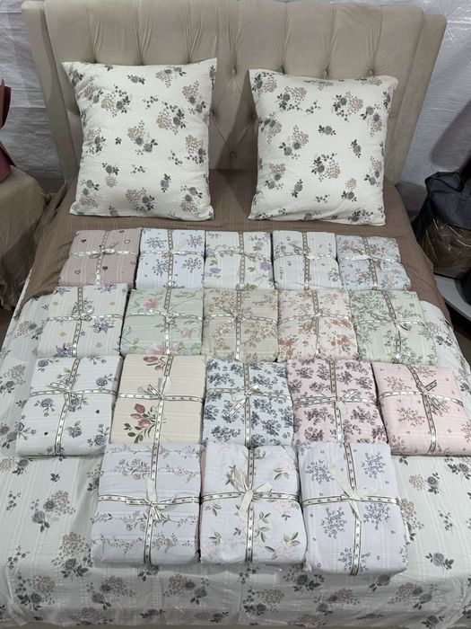 Комбіновані кольорові жаті комплекти постільної білизни "Жатка" Koloco