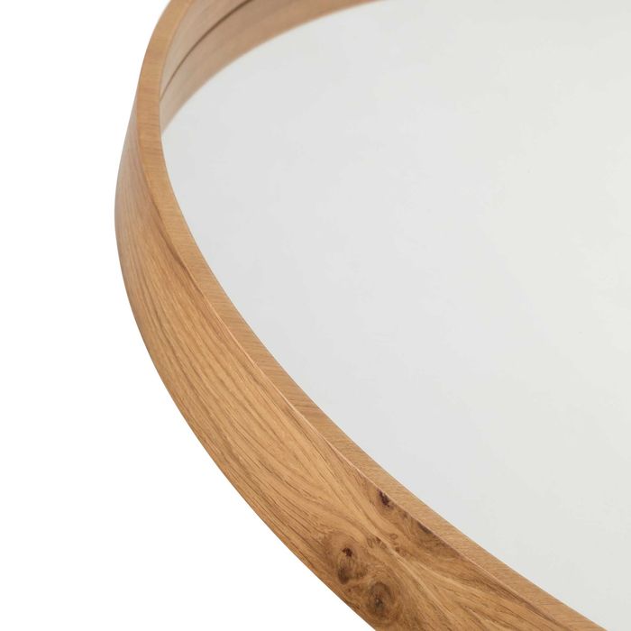 Lustro okrągłe w drewnianej ramie, 70 cm. Łazienkowe.