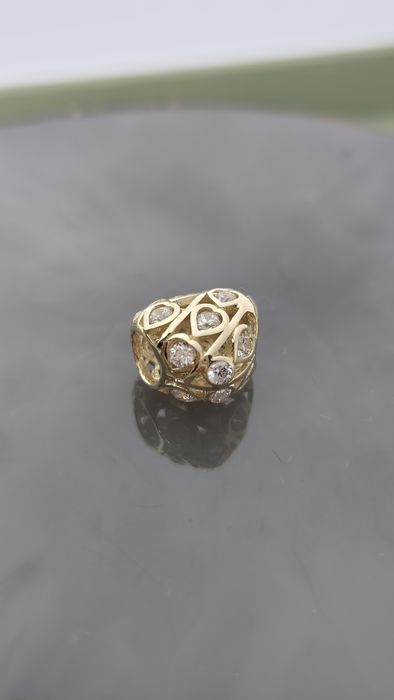 Nowy złoty charms do bransoletki typu Pandora serce ażur cyrkonie 585