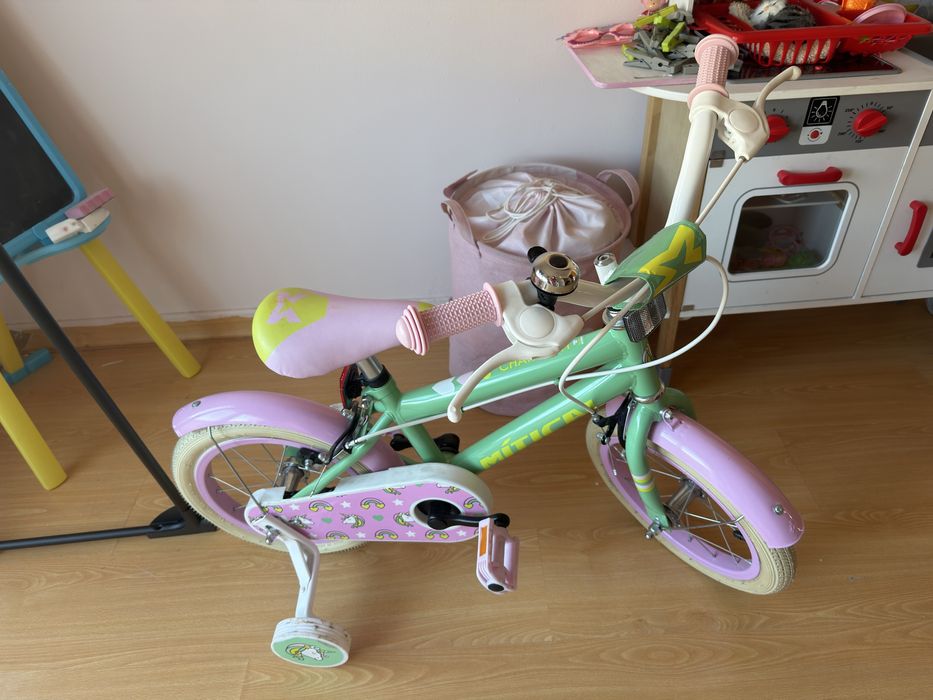Bicicleta Verde e Rosa Unicórnios
