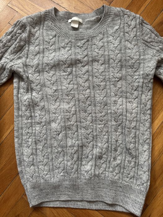 H&M szary sweterek sweter warkoczowy splot XS 34
