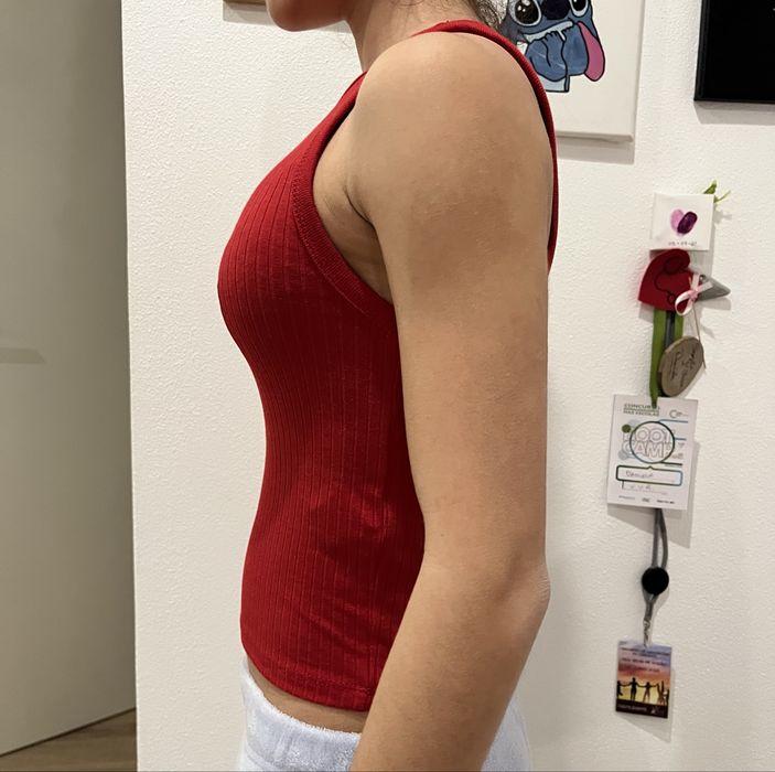 Top vermelho justo Stradivarius | Sem mangas
