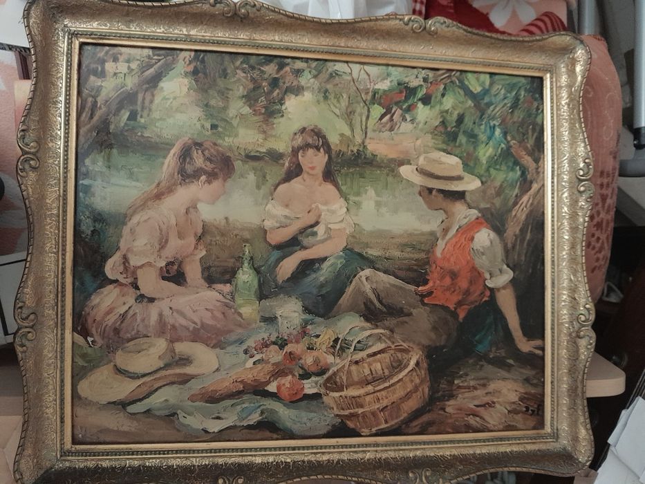 Réplica da pintura The Picnic, do pintor Marcel Dyf