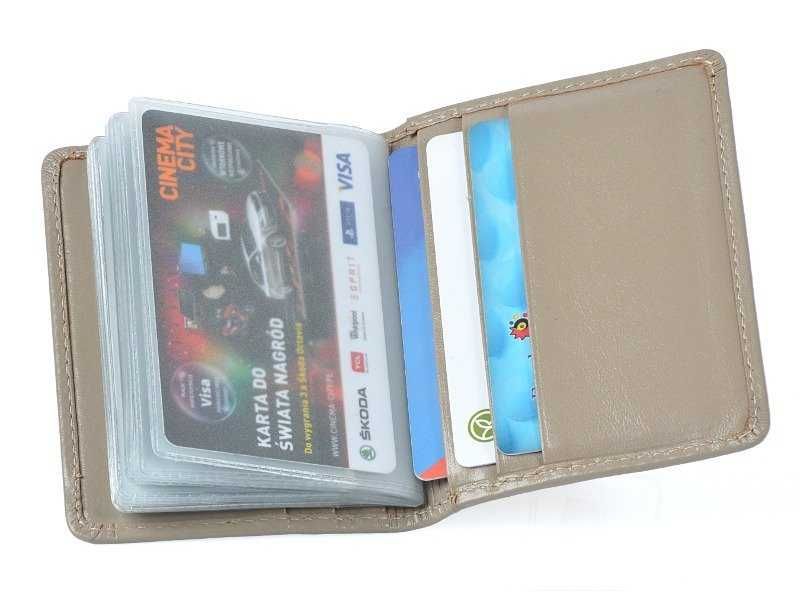 Etui na karty Marco skórzane, beżowe NOWE