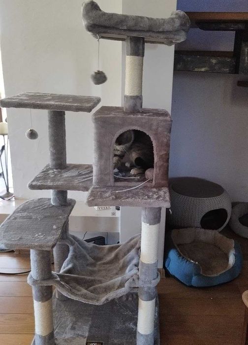 Drapak dla kota Wysoki duży drapak dla kota domek legowisko 143cm NOWY