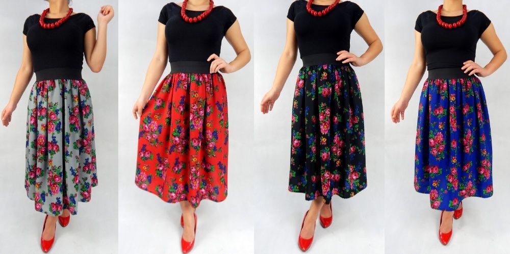 Folkowa Góralska spódnica MIDI folklorystyczna FOLK ludowa cleo POLSKA