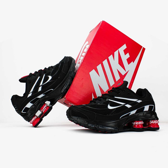 Чоловічі кросівки Supreme x Nike Shox Ride 2 SP "Black/Electric Red" Розміри 40-45