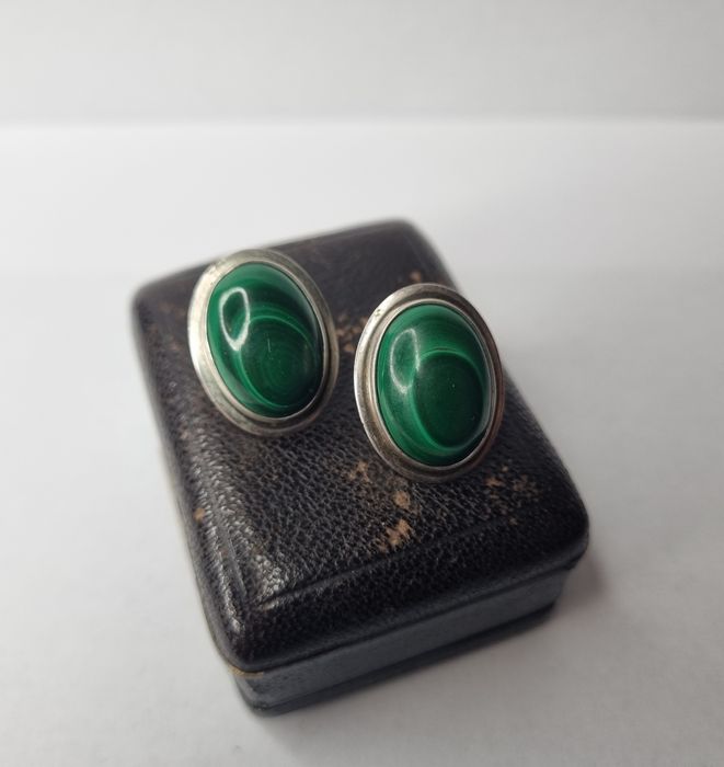 Srebrne kolczyki z malachitem srebro 925