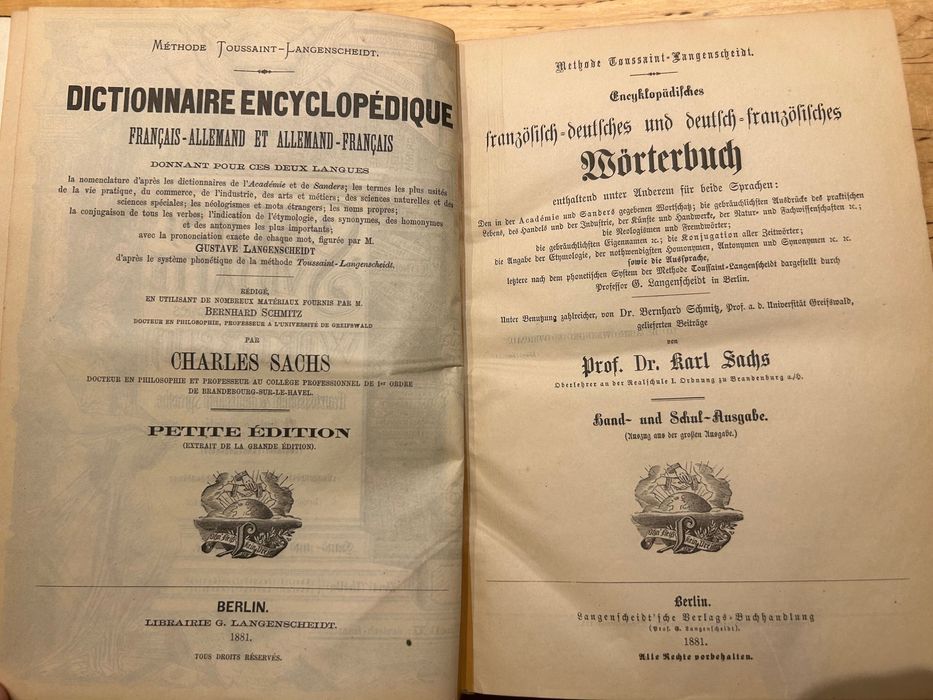 Słownik francusko-niemiecki 1881 Sachs-Villatte, Langenscheidt Berlin