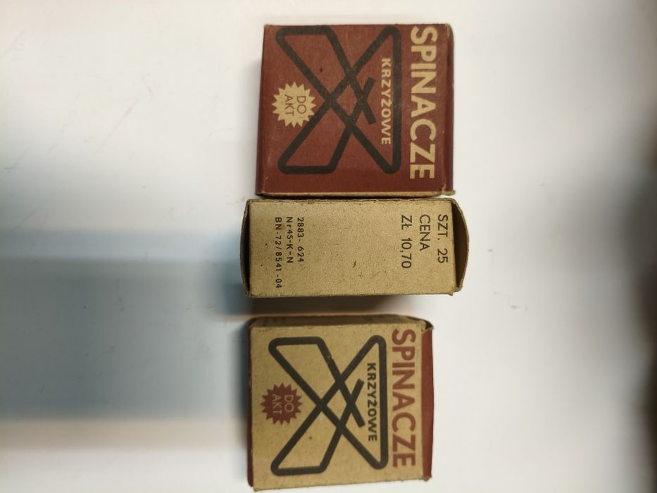 Spinacze biurowe prl, krzyżowe