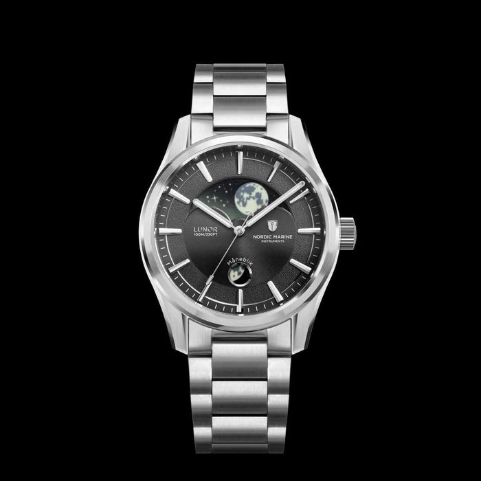 NMI LUNØR Shore Grey – automat, moonphase, pasek + bransoleta