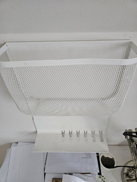 Ścienny organizer koszyk metalowy biały IKEA Dronjons