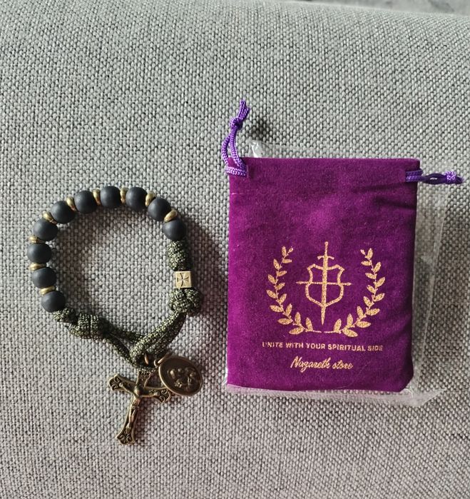 Bransoletka chrześcijańska różaniec męska Nazareth Store ręcznie robio