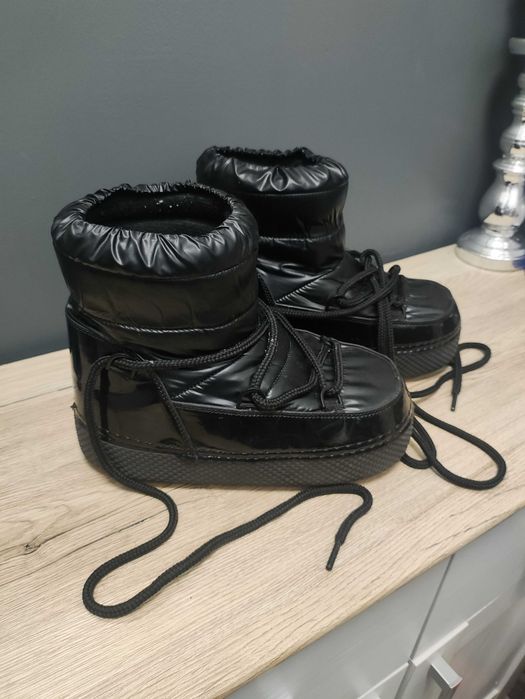 Buty Śniegowce botki damskie zimowe ocieplane czarne narciarskie 40 41