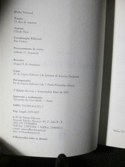 15 Dias de Regresso, de Olinda Beja