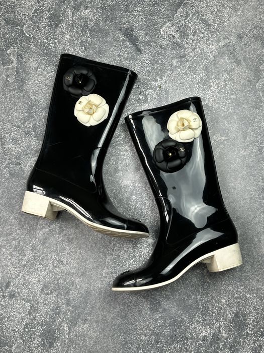 Chanel Rubber Camelia Gum Boots Гумові Чоботи Резинові Оригінал Legit 2000s