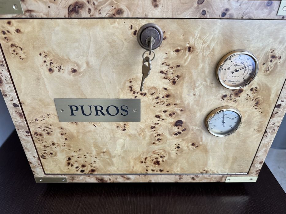 Caixa/Humedor de charutos com higrometro e termometro