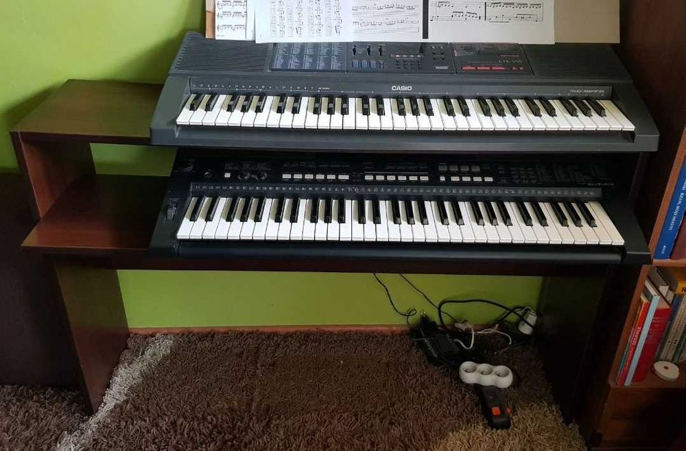 Podstawa statyw stojak drewniany pod 2 keybordy pianino elektryczne