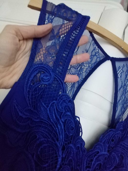 NOWA sukienka z gipiurą koronkowa Sylwester wesele bal elegancka 40 L