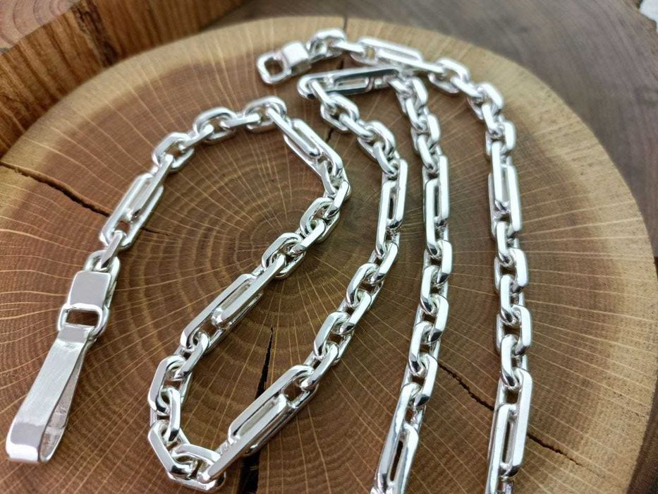 Серебряная цепочка Комби Якорь со вставками. Срібний ланцюг Якір