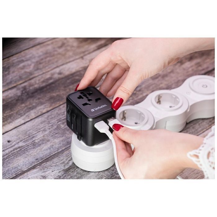 Verbatim Adapter podróżny EU/UK/US2xUSB-A UTA-01 czarny/black 49543