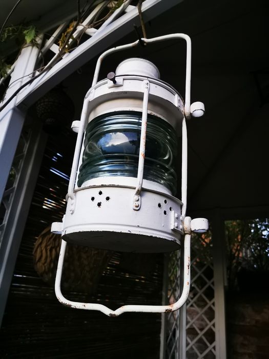 Stara lampa okrętowa nawigacyjna - WIELKA 75cm! 230V - loft