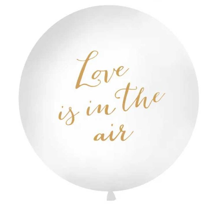 Balon 1 m, Love is in the air, biały na ślub, wesele