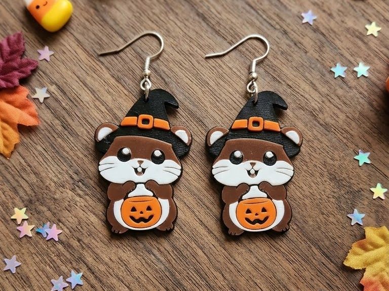 Brincos de Halloween com Hamster