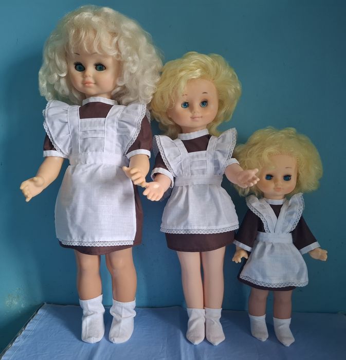 Школьная форма на куклу ГДР, СССР, школьница, платье, фартук 35-60 см
