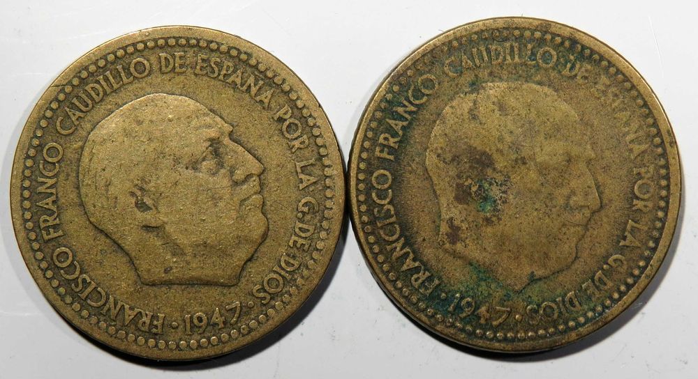 Moedas Espanha - 2 Pesetas 1947 *48, 54, e 2,5 Pesetas *56  - SÓ 1,5€